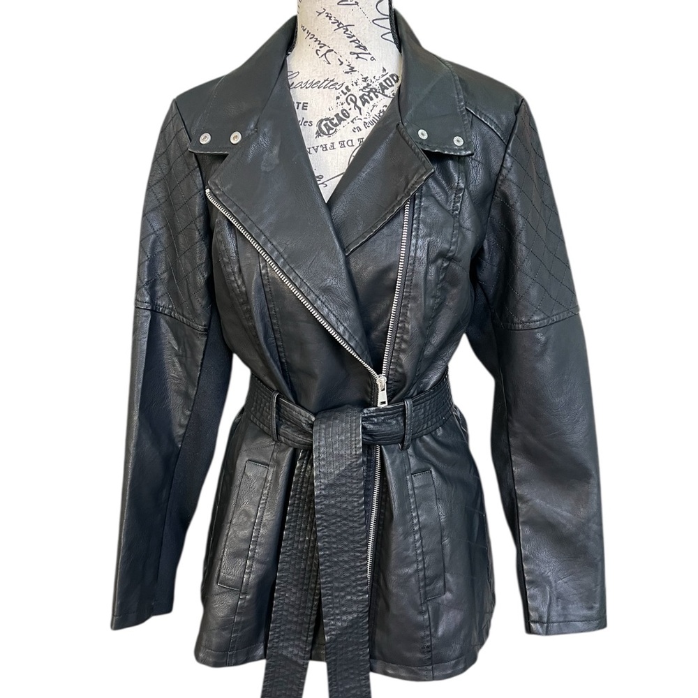 Baccini Black Faux Leather Jacket